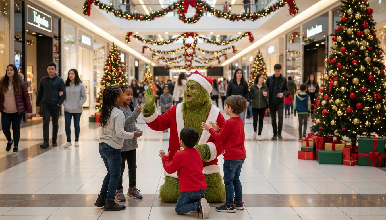Grinch Walking Act mit Kindern