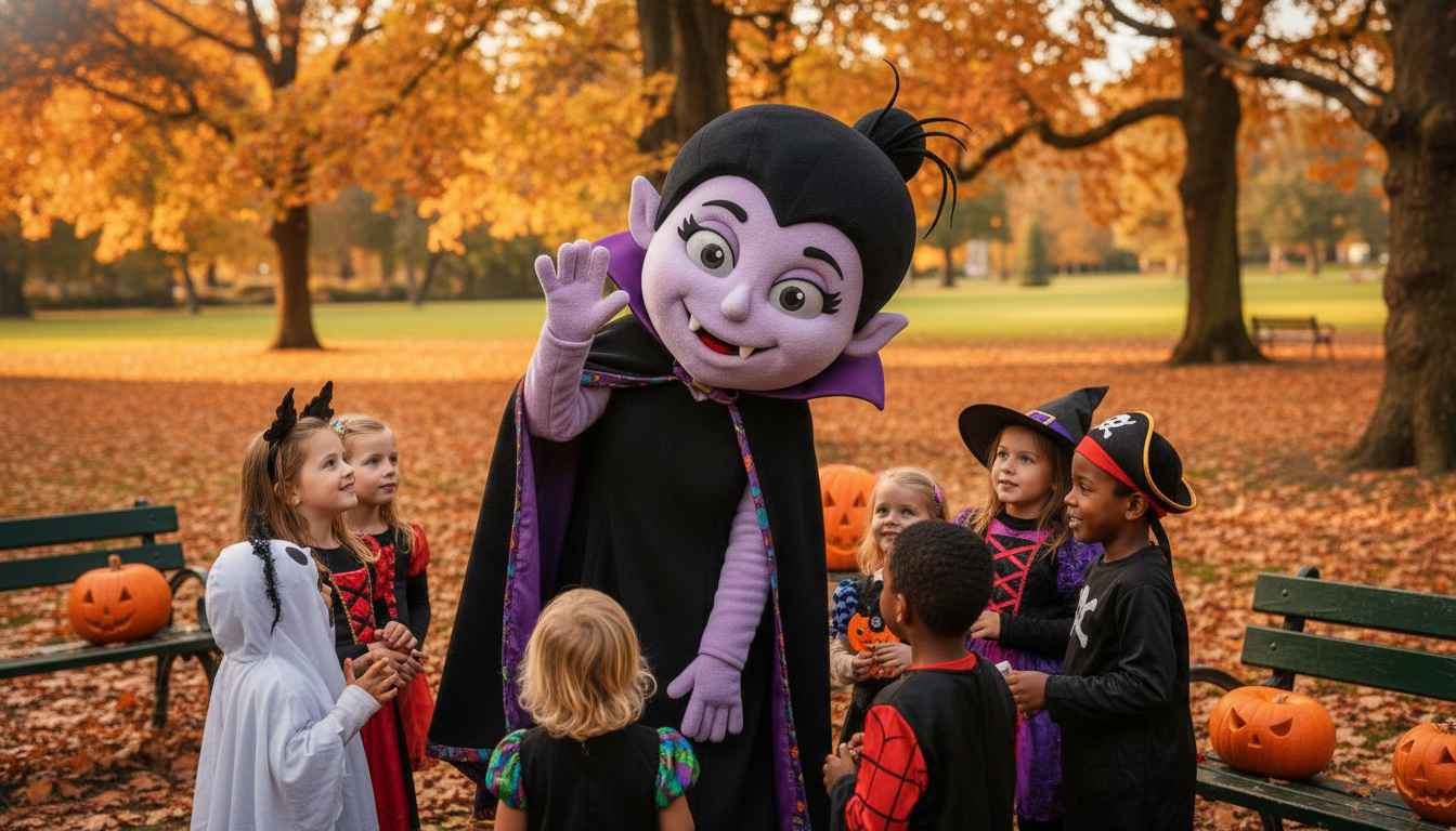 Lady Vampir Walking Act mit Kindern