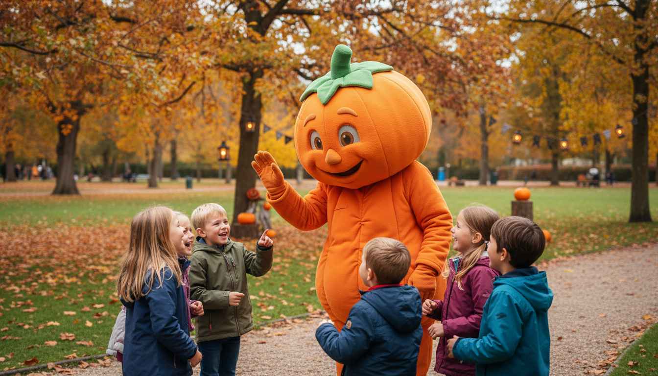 Kürbis Walking Act mit Kindern