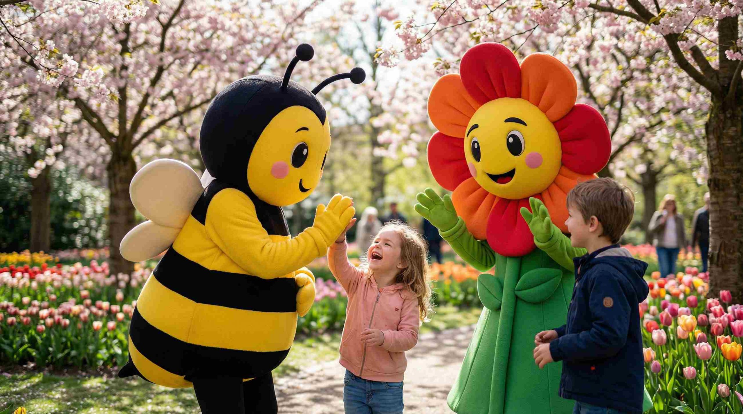 Biene und Sonnenblume mit Kindern